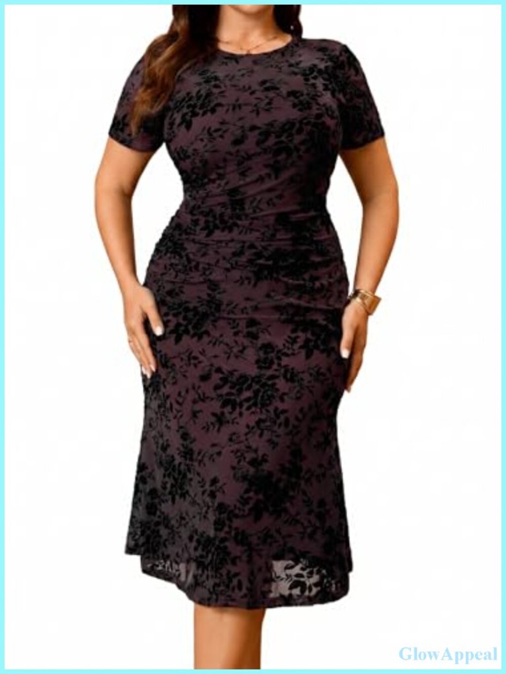 Plus Size Bodycon Dress, Crew Neck Short Sleeve Party, Wedding Guest, 95%